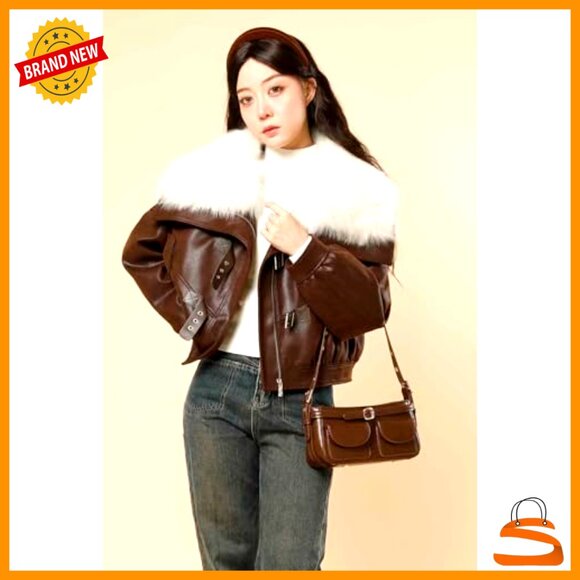 Vegan Leather Shoulder Bag, Y2K Crossbody Purse, Adjustable Strap - Picture 2 of 7